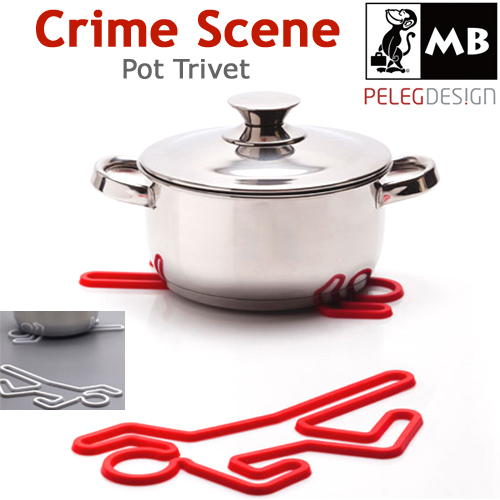 凶器は鍋。殺人現場みたいな鍋敷き「Crime Scene Trivet」